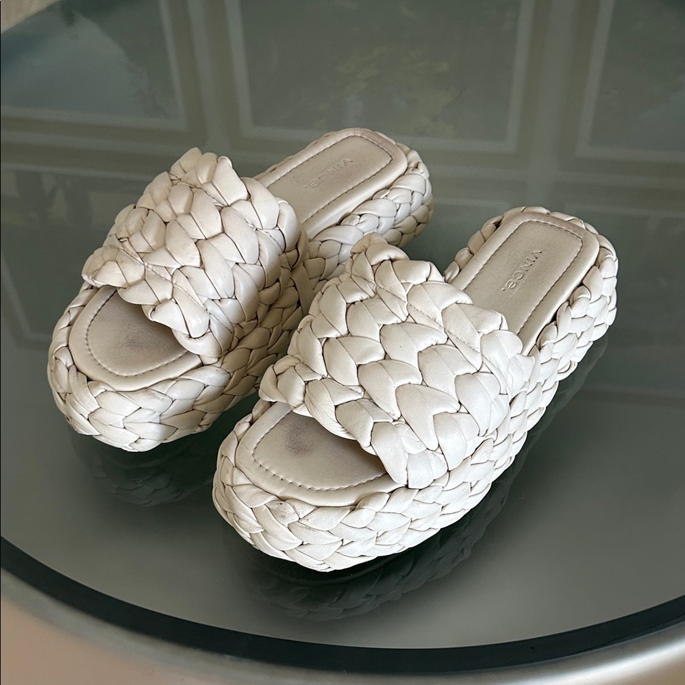 Vince Pompei braided leather platform slide sandals